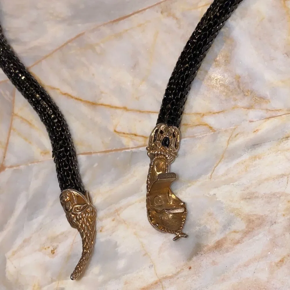 Reptile-Themed Black and Gold Necklace‎ or Belt